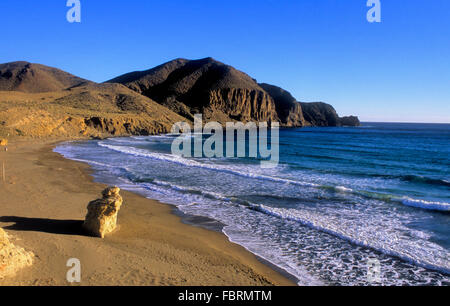 `El Peñon Blanco´beach. Near La Isleta del Moro. Cabo de Gata-Nijar Natural Park. Biosphere Reserve, Almeria province, Andalucia Stock Photo